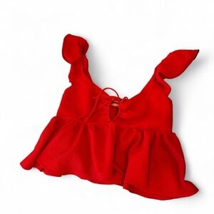 Red Ruffled Crop Top